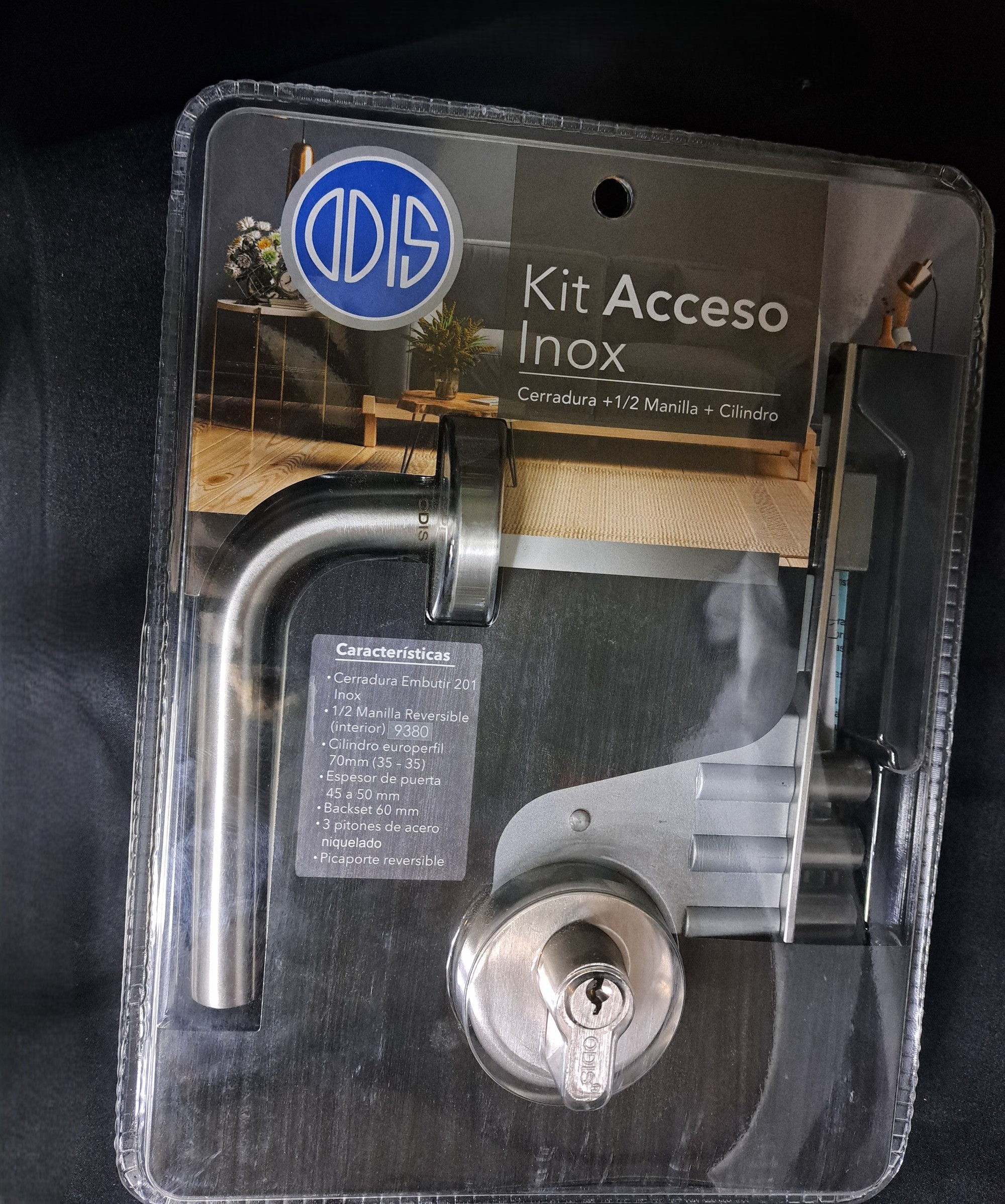 Kit Acceso Inox (Cerradura +1/2 Manilla + Cilindro)